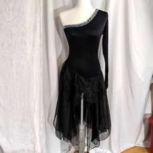 Dance Theatrical Ballet costume rhinestones one shoulder black small